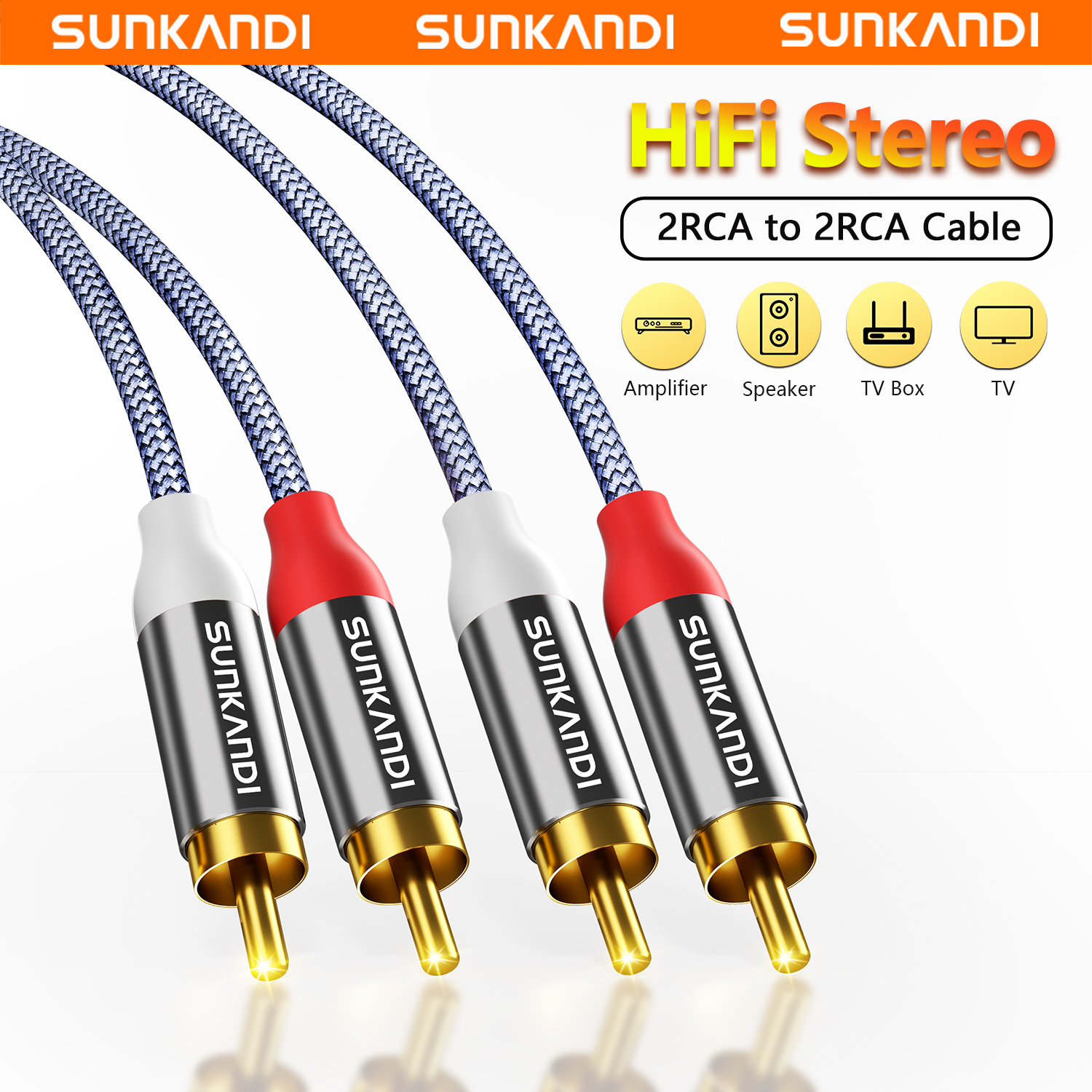 Gaming Console And Monitor - SUNKANDI 2RCA to 2RCA Cable, Gold-Plated