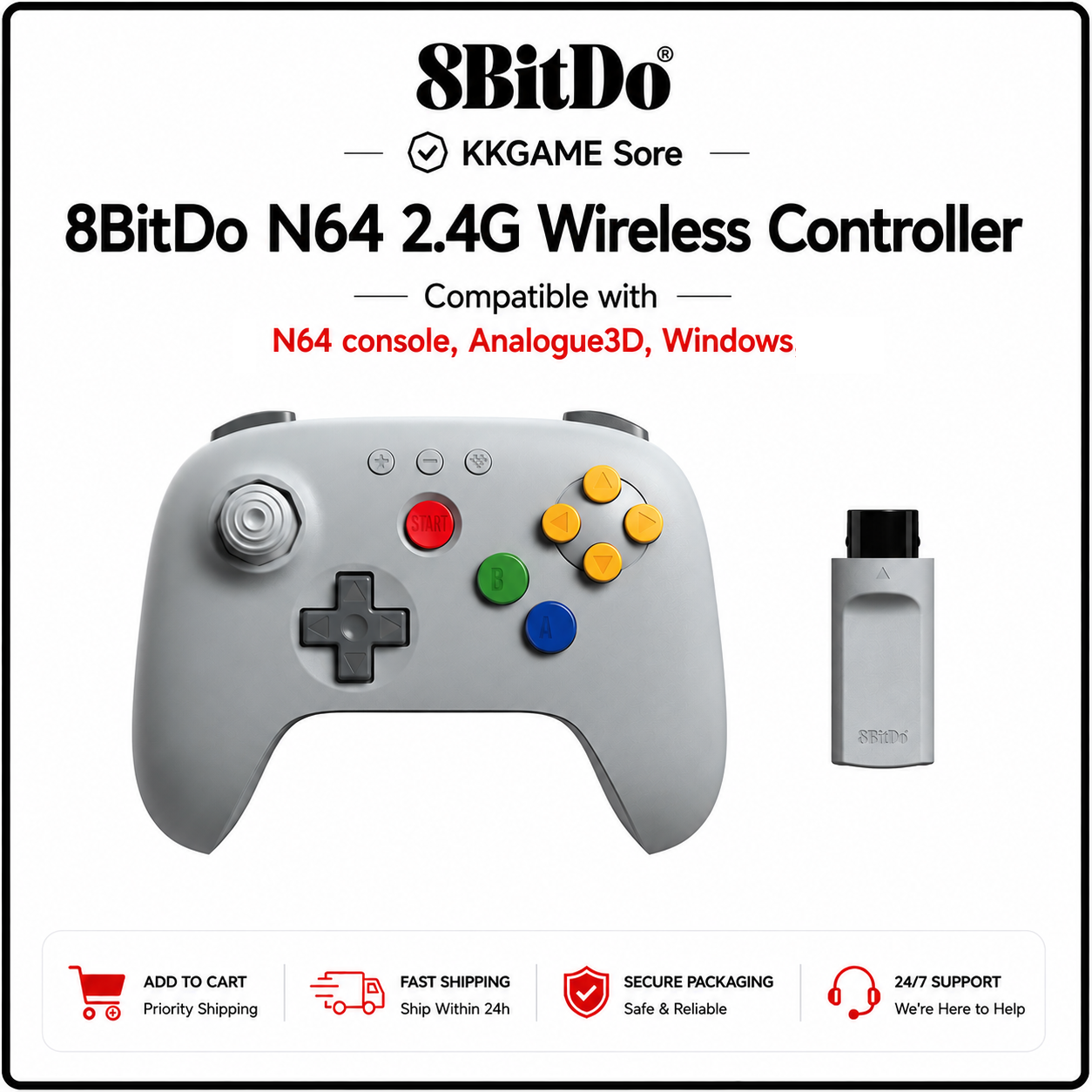 Gaming Console Windows - 8BitDo N64 2.4G Wireless Gaming Controller
