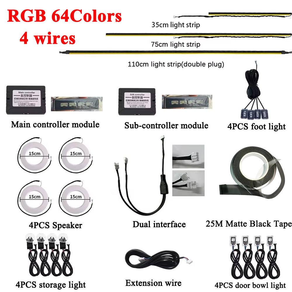 RGB 64 Colors LED Car Ambient  - Led Gaming Light Strip บทวิจารณ์และราคา