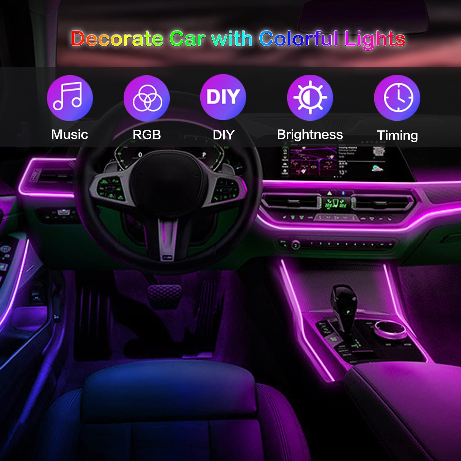 LED Car Interior Ambient Strip - Led Gaming Light Strip บทวิจารณ์และราคา