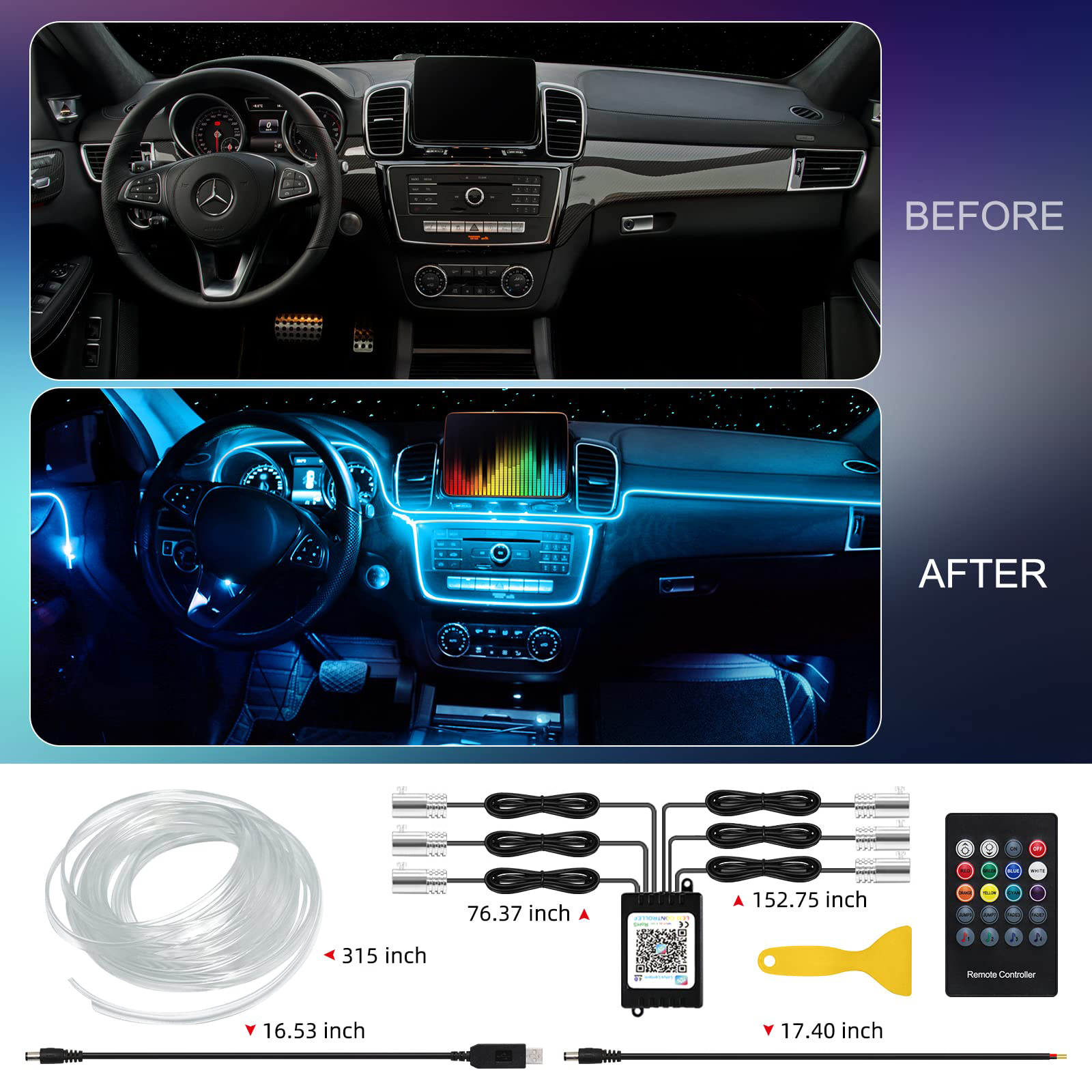 LED Car Interior Ambient Strip - Led Gaming Light Strip บทวิจารณ์และราคา