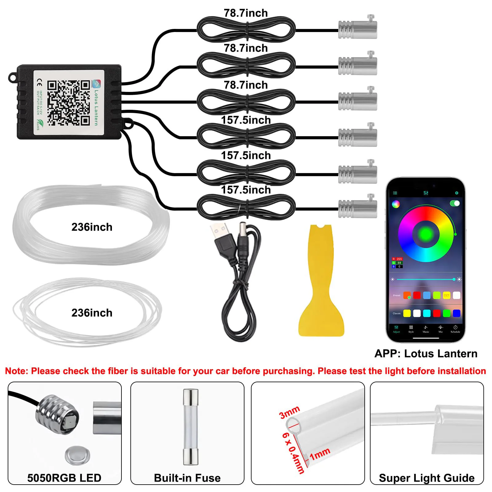 RGB LED Car Ambient Light Kit  - Led Gaming Light Strip บทวิจารณ์และราคา