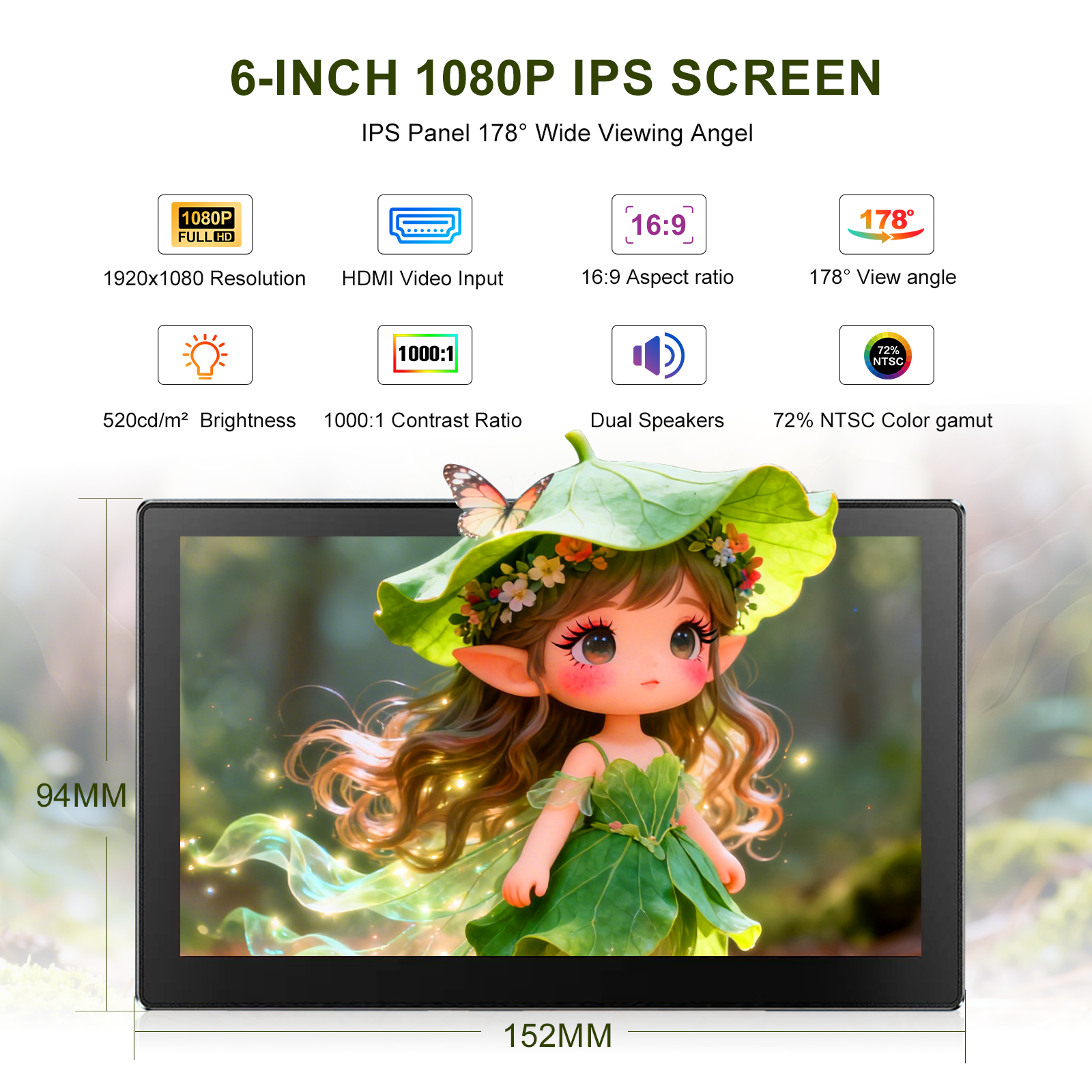 6 Inch Portable Monitor HD 108 - Gaming Console And Monitor บทวิจารณ์และราคา