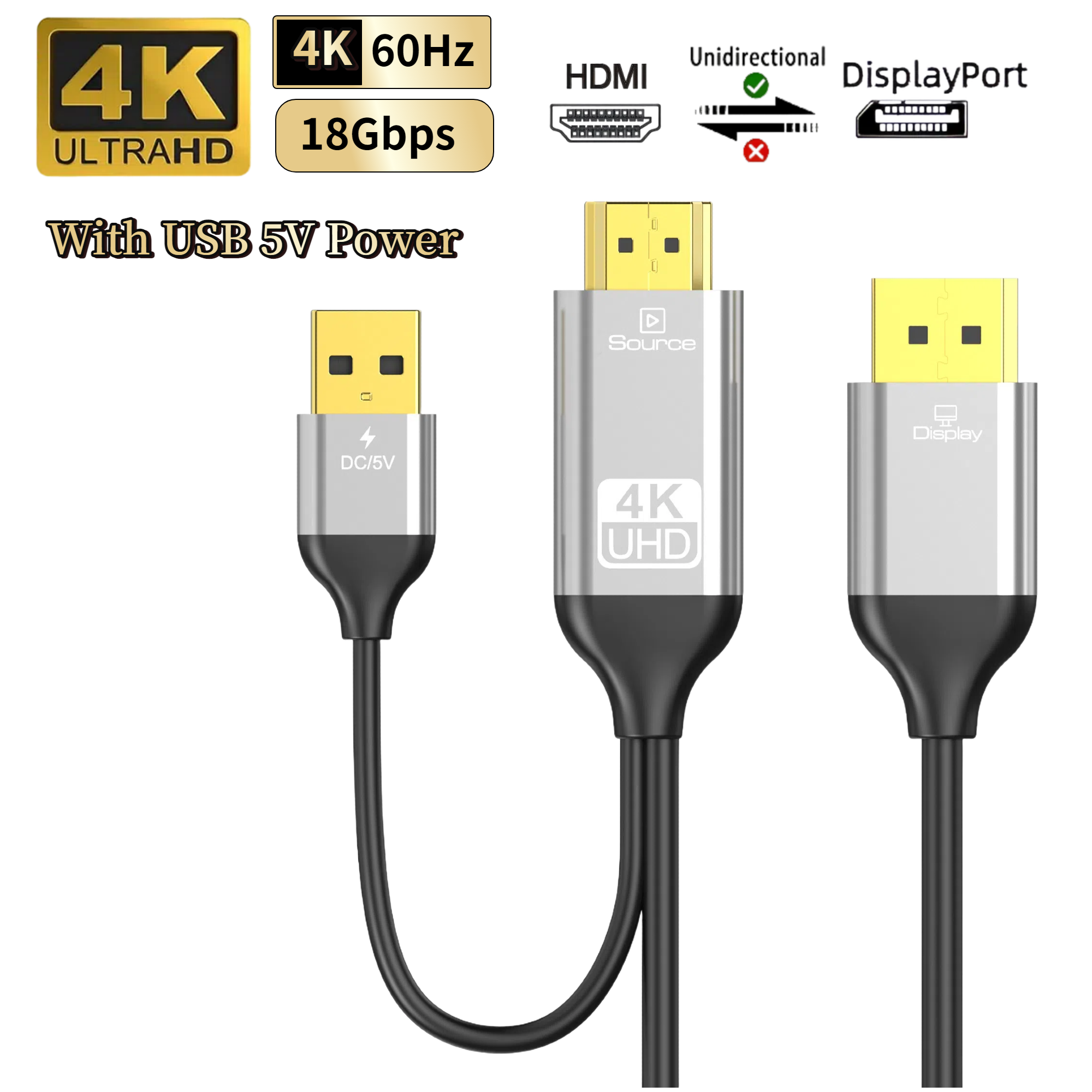 HDMI to DP Converter Cable wit - Gaming Console And Monitor บทวิจารณ์และราคา