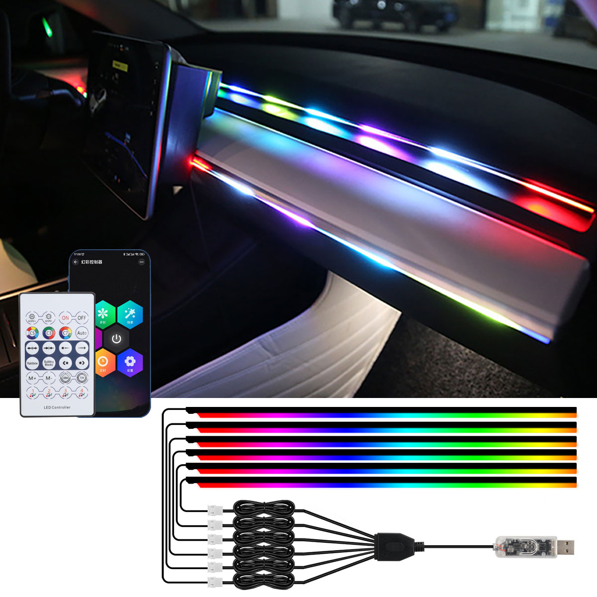 6/10 in 1 Car Led Ambient Ligh - Led Gaming Light Strip บทวิจารณ์และราคา